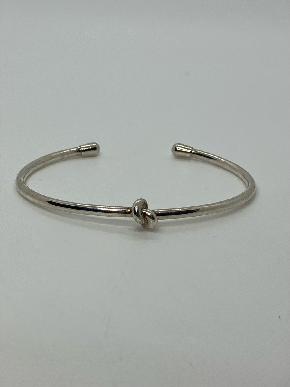 Vtg 925 Infinity Knot Hollow Tube Sterling Silver Bangle Cuff Bracelet MJI Italy